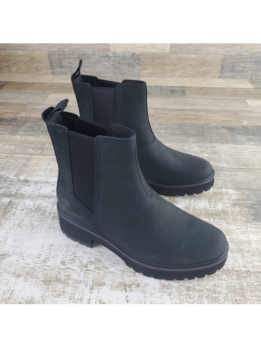 Timberland Women’s Caranby Cool Mid Chunky Pull Tab Chelsea Boots Black - Size 8